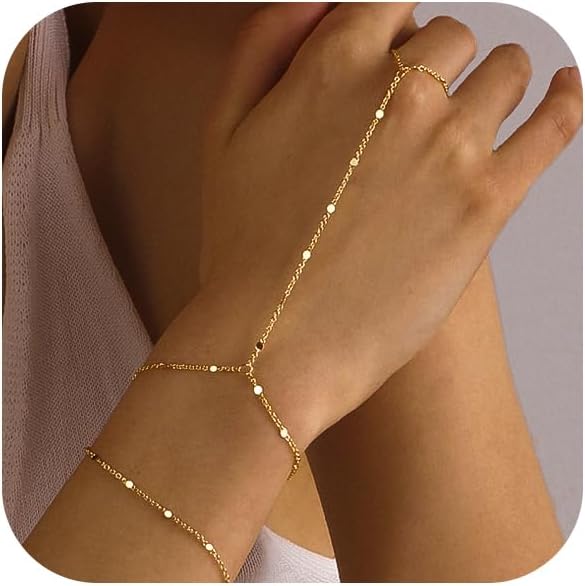 Manufacturer Bracelets for Women 14K Gold Silver Plated Ring Bracelet Hand Chain Dainty Evil Eye Heart Clover Daisy Cubic Zirconia Stackable Link Chain Hypoallergenic Body Jewelry Cute Trendy Gifts bracelets