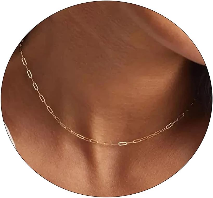 Manufacturer BERISO 14K Gold/Silver Plated Satellite Choker Shining Dots Station Box Chain 3 Blue Beads Sparkle Chain Necklace Open Hearts Open Stars Link Chain Exquisite Jewelry for women necklace