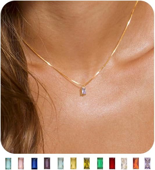 Manufacturer FUNEIA Diamond Necklaces for Women 14K Gold Plated Emerald Birthstone Necklace for Women Mothers Dainty Gold Necklace Blue Green Cubic Zirconia Pendant Necklace Birthday Gifts for Women Jewelry necklace