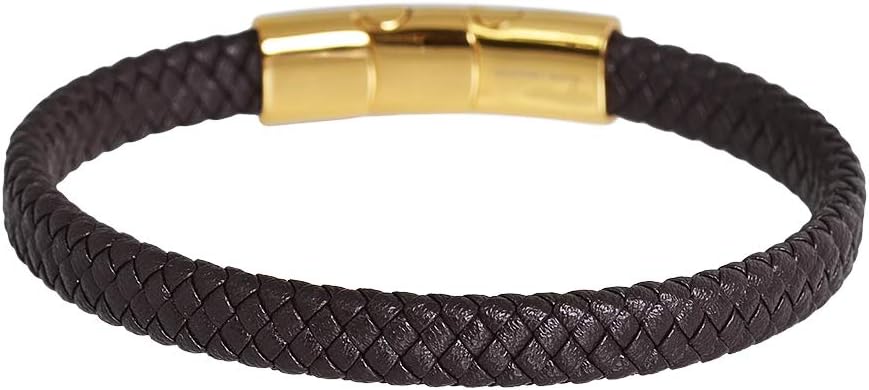 Manufacturer Geoffrey Beene Men's Braided Genuine Leather Bracelet with Stainless Steel Closure bracelets