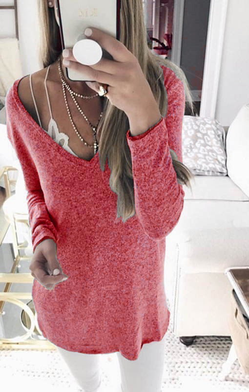 Autumn and winter new sweaters European and American long-sleeved V-neck knitted sweater tops women's clothing