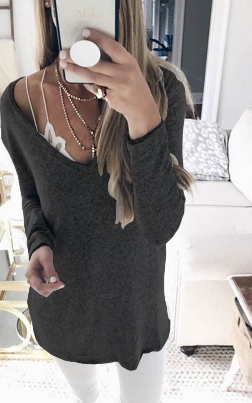 Autumn and winter new sweaters European and American long-sleeved V-neck knitted sweater tops women's clothing