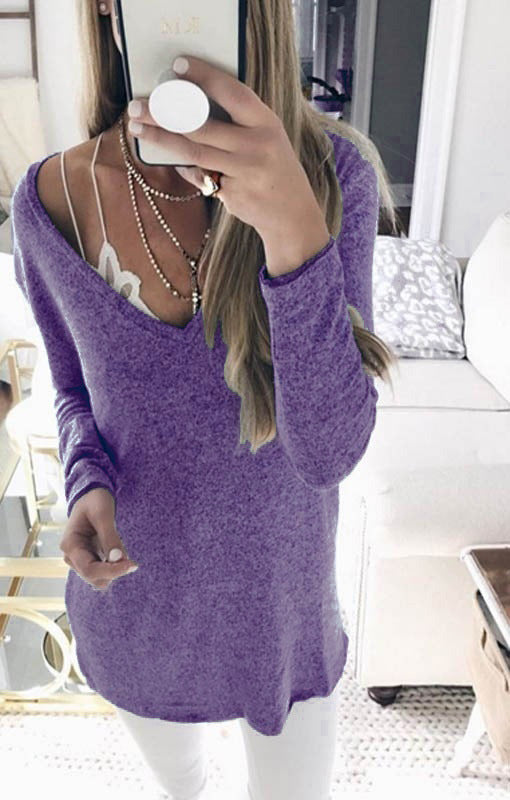Autumn and winter new sweaters European and American long-sleeved V-neck knitted sweater tops women's clothing