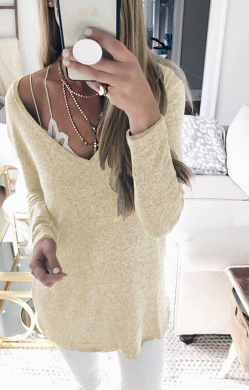 Autumn and winter new sweaters European and American long-sleeved V-neck knitted sweater tops women's clothing