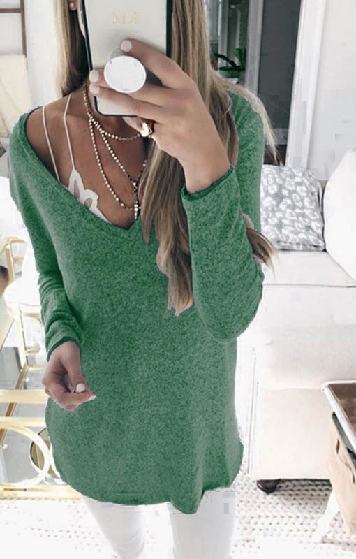 Autumn and winter new sweaters European and American long-sleeved V-neck knitted sweater tops women's clothing
