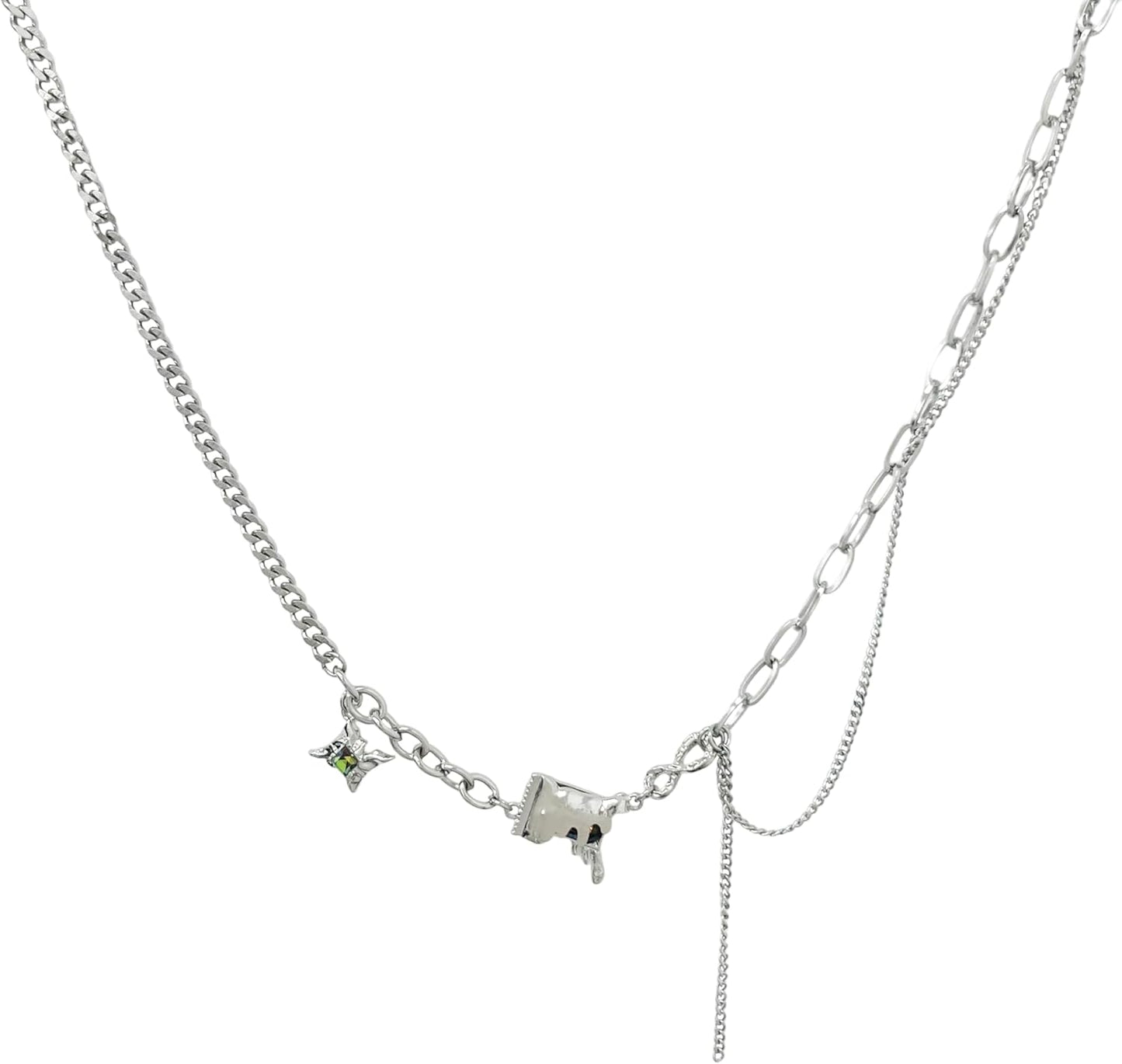 Manufacturer Y2k Irregular Necklace Star Pendant Moonlight Stone Fashion Collar Chain Design Spicy Silver Jewelry for Women Necklace