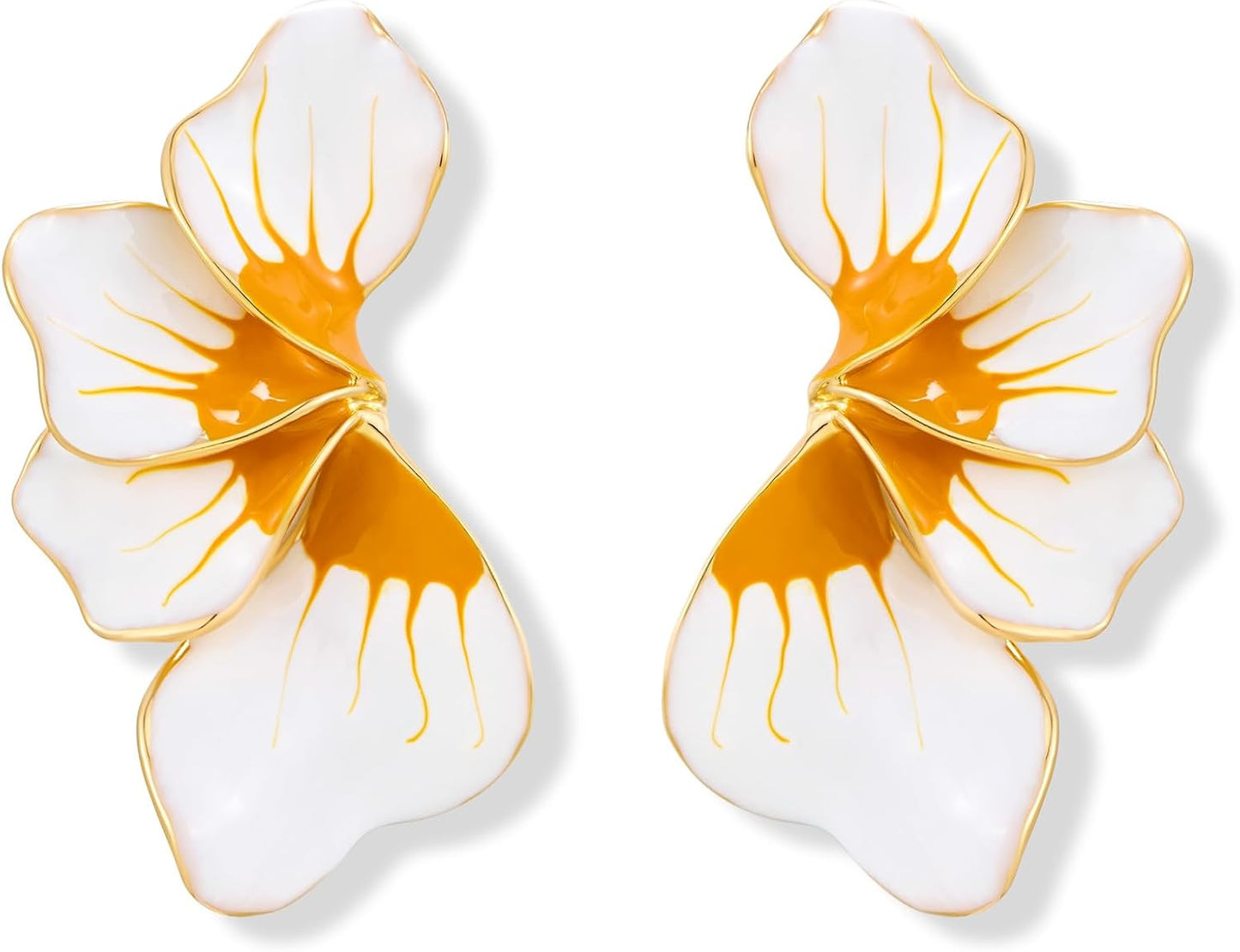 Manufacturer Chunky Gold Statement Earrings For Women Gold Plated Sectored Flower Leaf Shell Angel Wing Earrings Large Stud Earrings Hypoallergenic Earrings earring