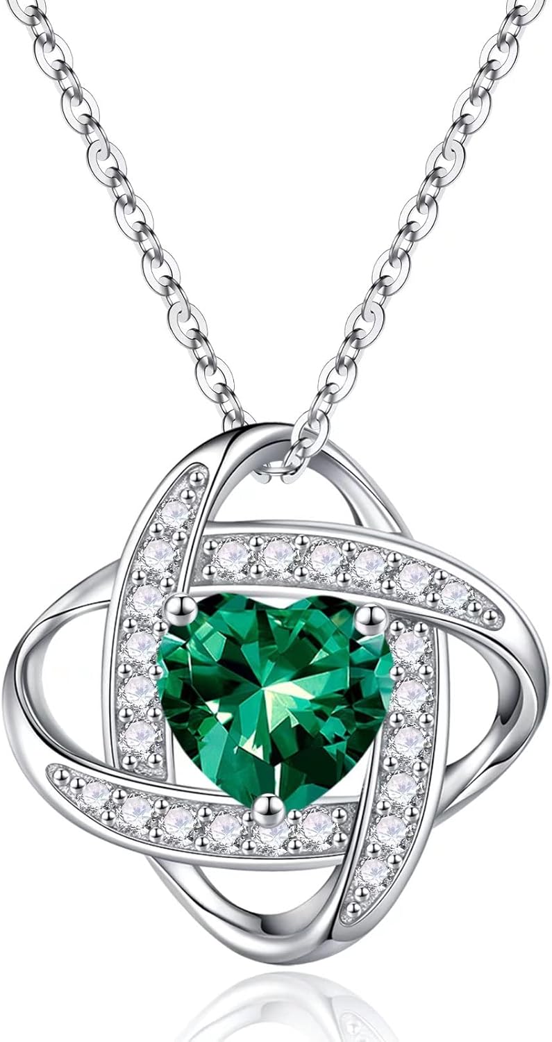 Manufacturer Iefil 925 Sterling Silver Love Knot Birthstone Necklace, Natural or Created Gemstone, Anniversary Birthday Gifts for Women, Jewelry Gifts for Wife Mom Girlfriend Necklace