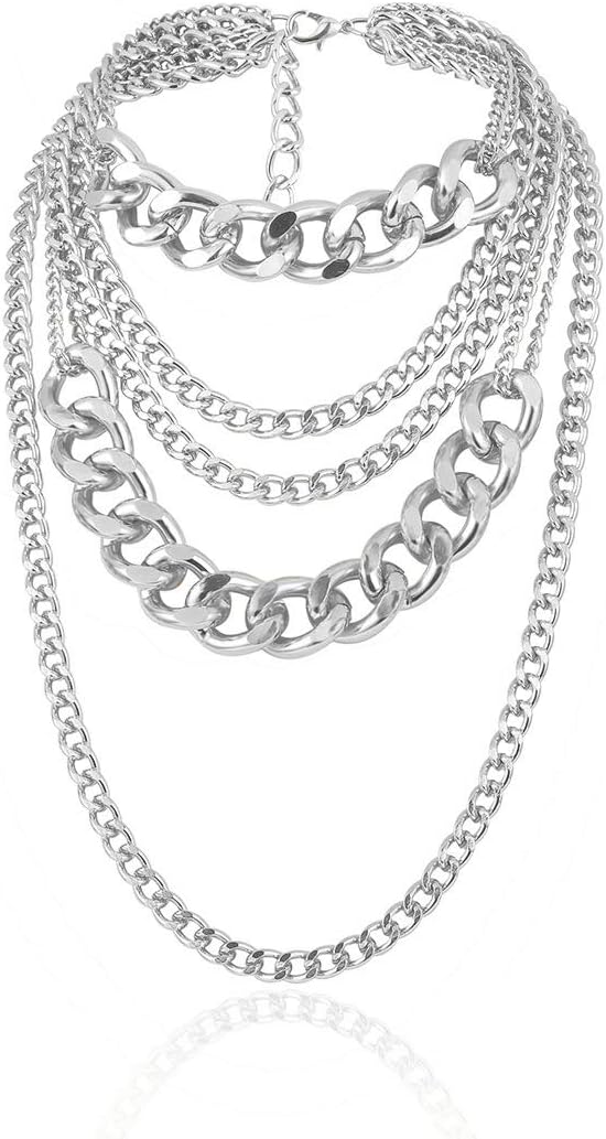 Manufacturer CSIYANJRY99 Chunky Gold Necklaces for Women,Multilayer Punk 80s Hip Hop Necklace,Layered Cuban Link Chain Statement Necklace 90s Freaknik Outfit Accessories for Women necklace