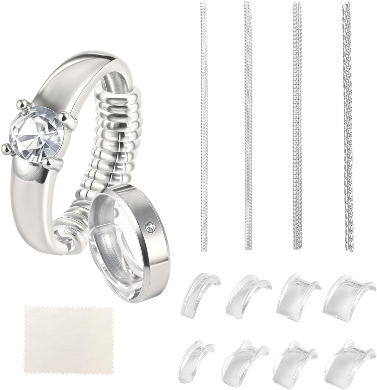 Manufacturer Ring Size Adjuster for Loose Rings 12 Pack | Invisible Ring Guard Insert & Spiral Resizer Kit | Comfort Fit for Women/Men (12 Sizes + Polishing Cloth) rings