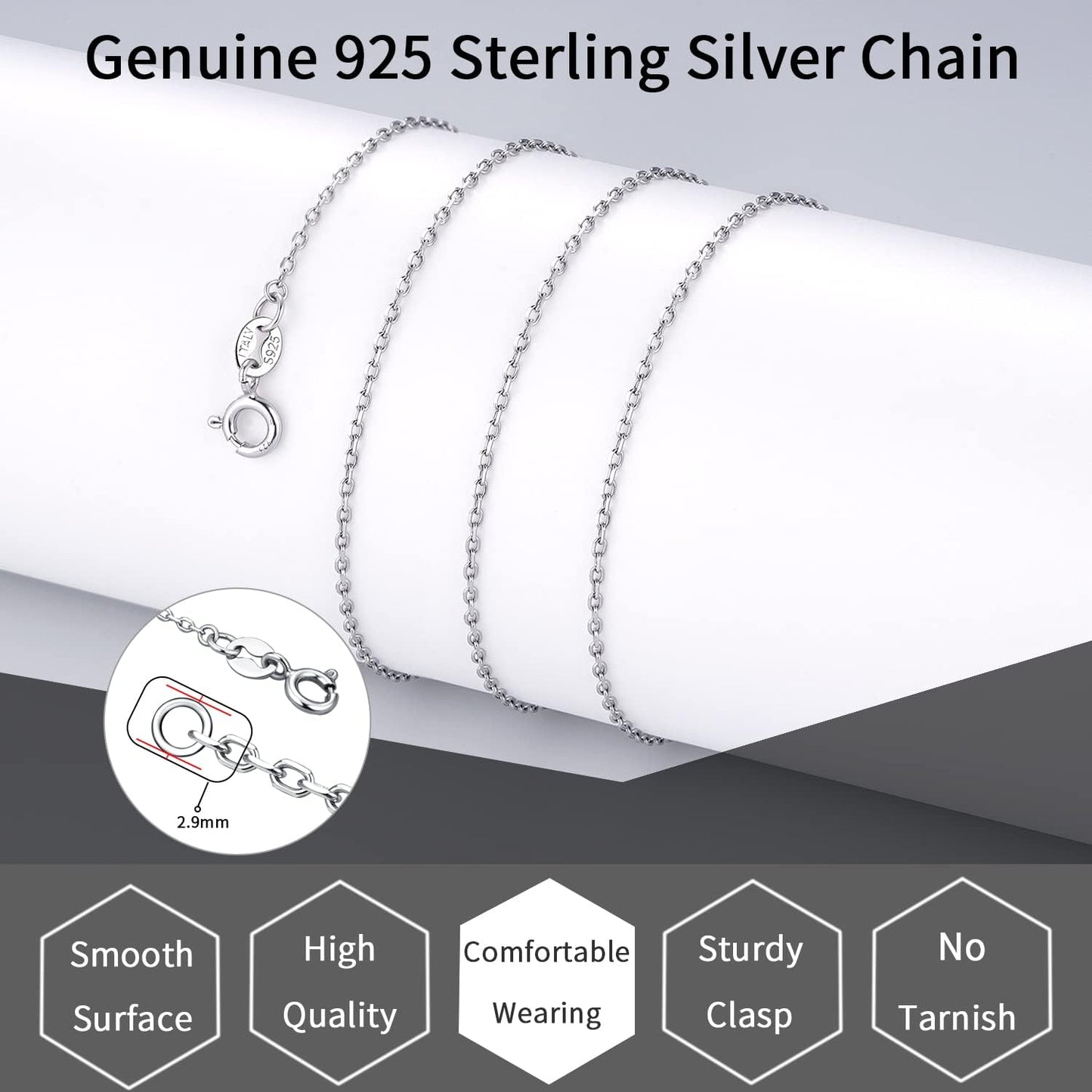 Manufacturer Jewlpire 925 Sterling Silver Chain Necklace Chain for Women 1.1mm Cable Chain Necklace Upgraded Spring-Ring Clasp - Thin & Sturdy - Italian Quality 16/18/20/22/24 Inch Necklace