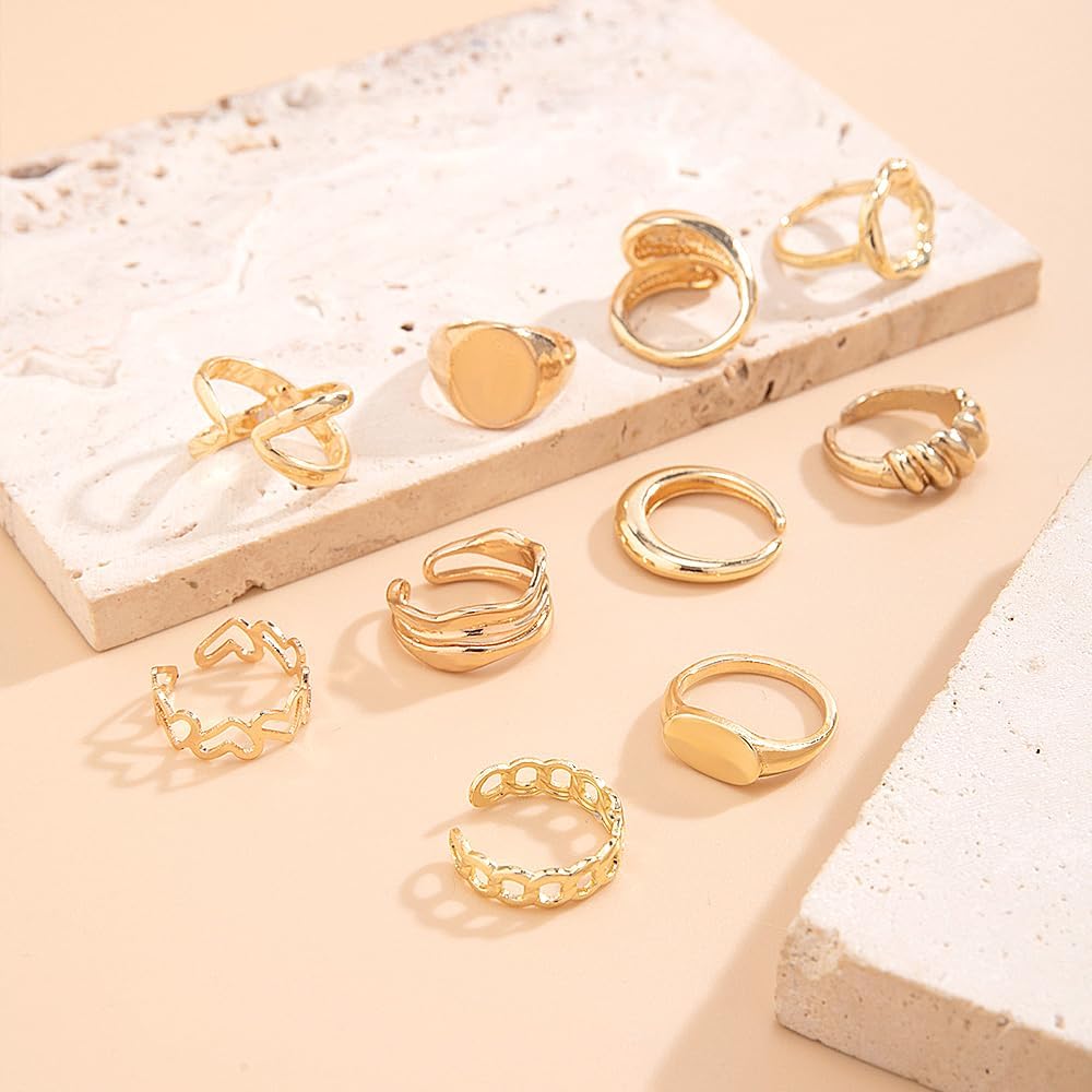 Manufacturer FUTIMELY 14K Gold Stackable Knuckle Rings Set for Women Teen Girls,Aesthetic Silver 10Pcs Trendy Dainty Open Midi Rings Set,Midi Finger Rings Pack Jewelry Gifts rings