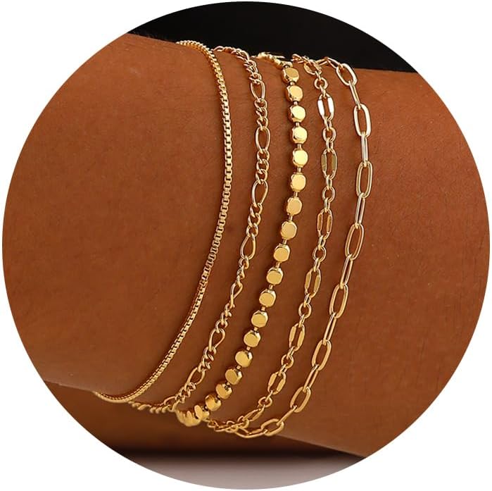 Manufacturer MBW Silver Bracelet Set - Dainty 14K Silver Bracelets, Waterproof, Trendy Minimalist, Small Thin Bracelets for Women, Gift bracelets
