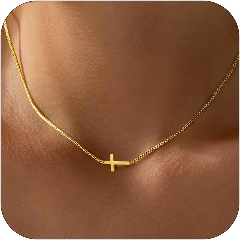 Manufacturer Cross Necklace for Women Trendy - Dainty 18K Real Gold Plated Minimalist Cross Necklace Non Tarnish Waterproof Trendy Cute Simple Small Necklaces Easter Christian Religious Faith Jewelry Gifts Necklace