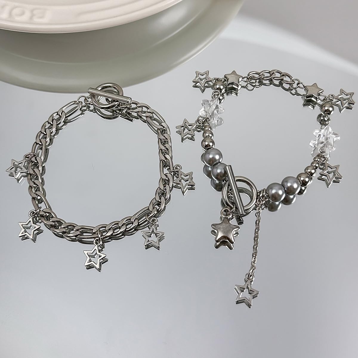 Manufacturer 2 Pieces Silver Star Necklace Y2K Jewelry Set Grunge Necklace Kawaii Cute Necklaces Aesthetic Vintage Emo Jewelry necklace