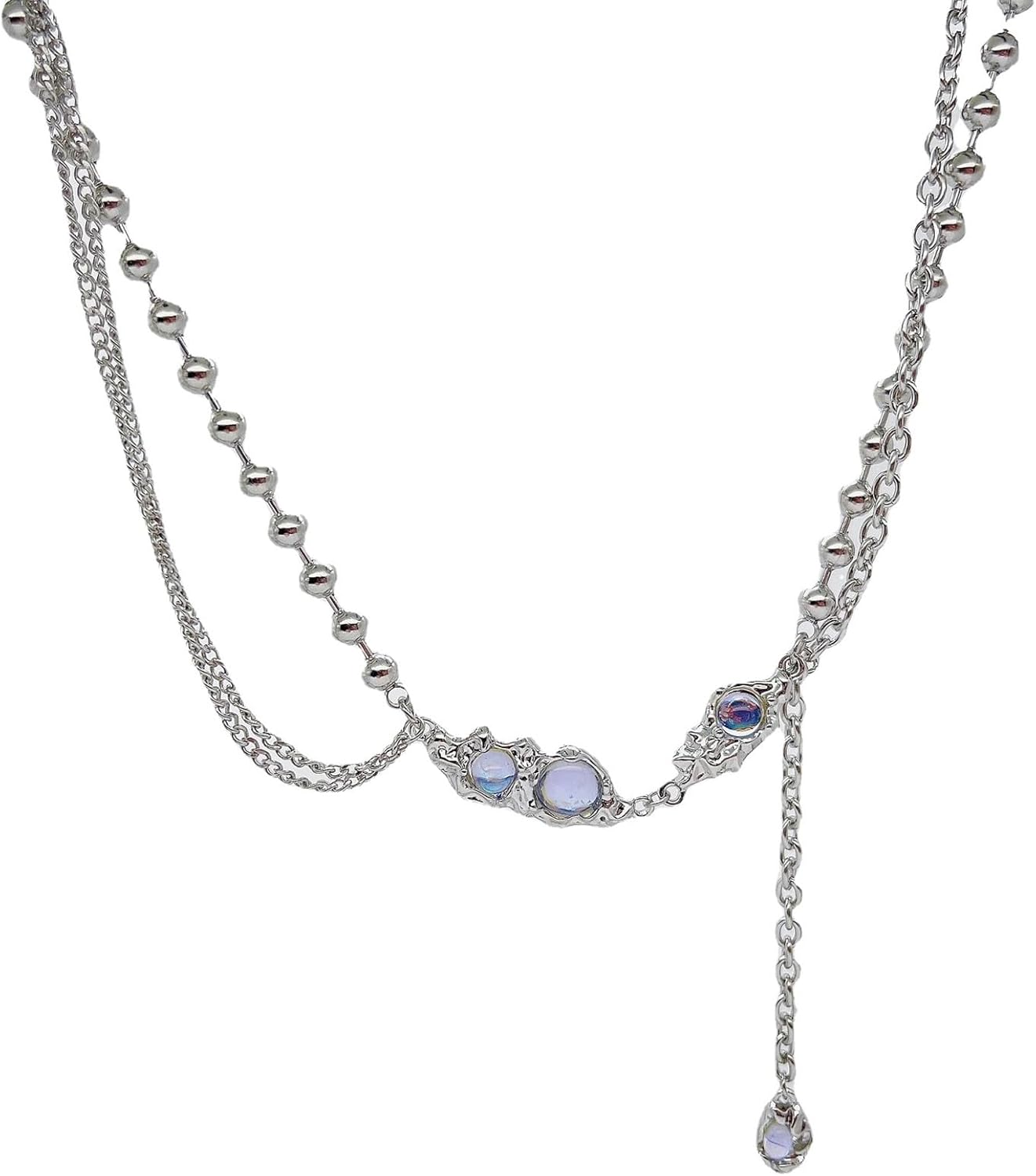 Manufacturer Y2k Irregular Necklace Star Pendant Moonlight Stone Fashion Collar Chain Design Spicy Silver Jewelry for Women Necklace