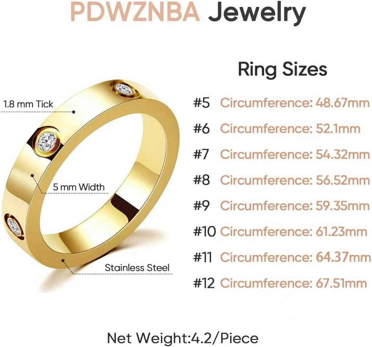 Manufacturer PDWZNBA Love Friendship Ring 18K Gold Silver Rose Plated Cubic Zirconia Stainless Steel Promise Ring Wedding Band Jewelry Birthday Gifts for Women rings