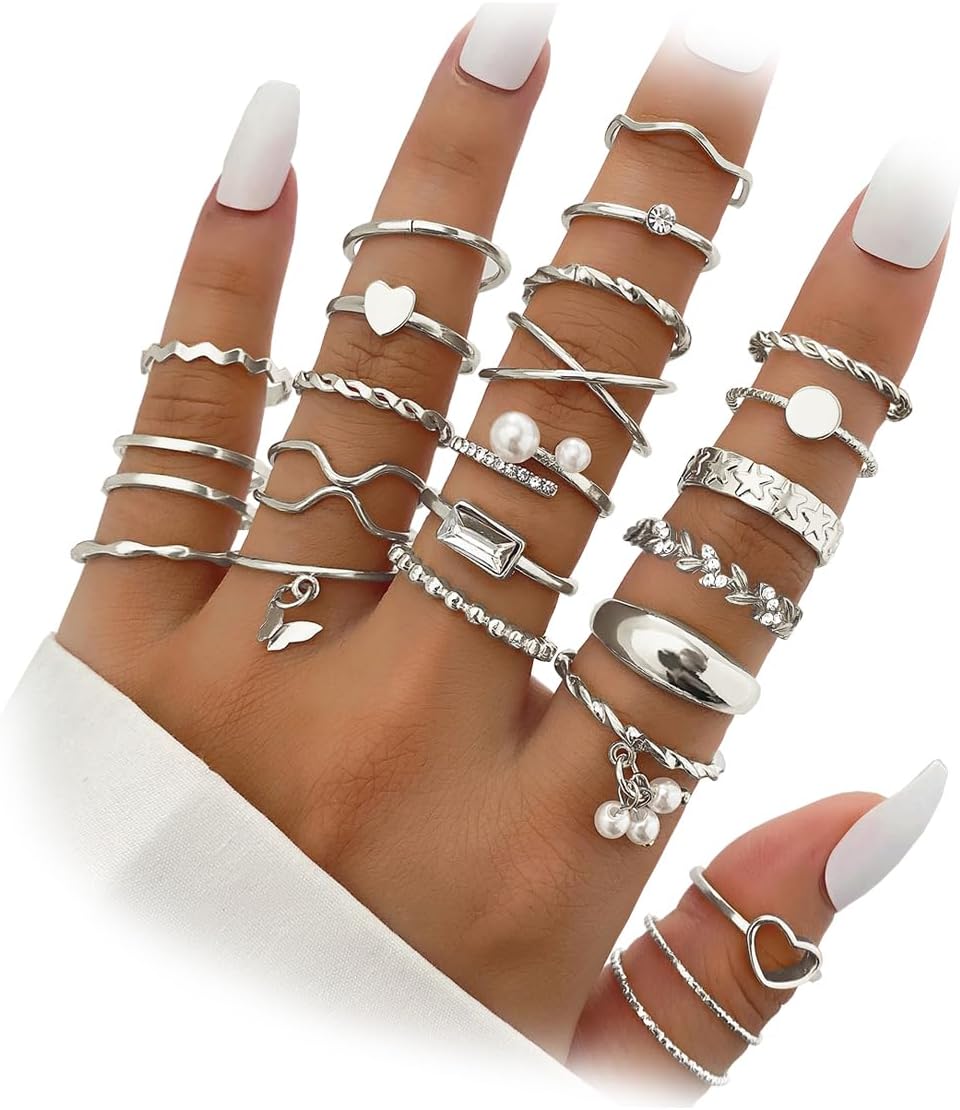 Manufacturer IFKM 51 Pcs Gold Knuckle Rings Set For Women Girls Vintage Stackable Joint Finger Midi Rings Dainty Cubic Zirconia Crystal Simple Twist Hollow Cute Rings Pack Jewelry Gift rings