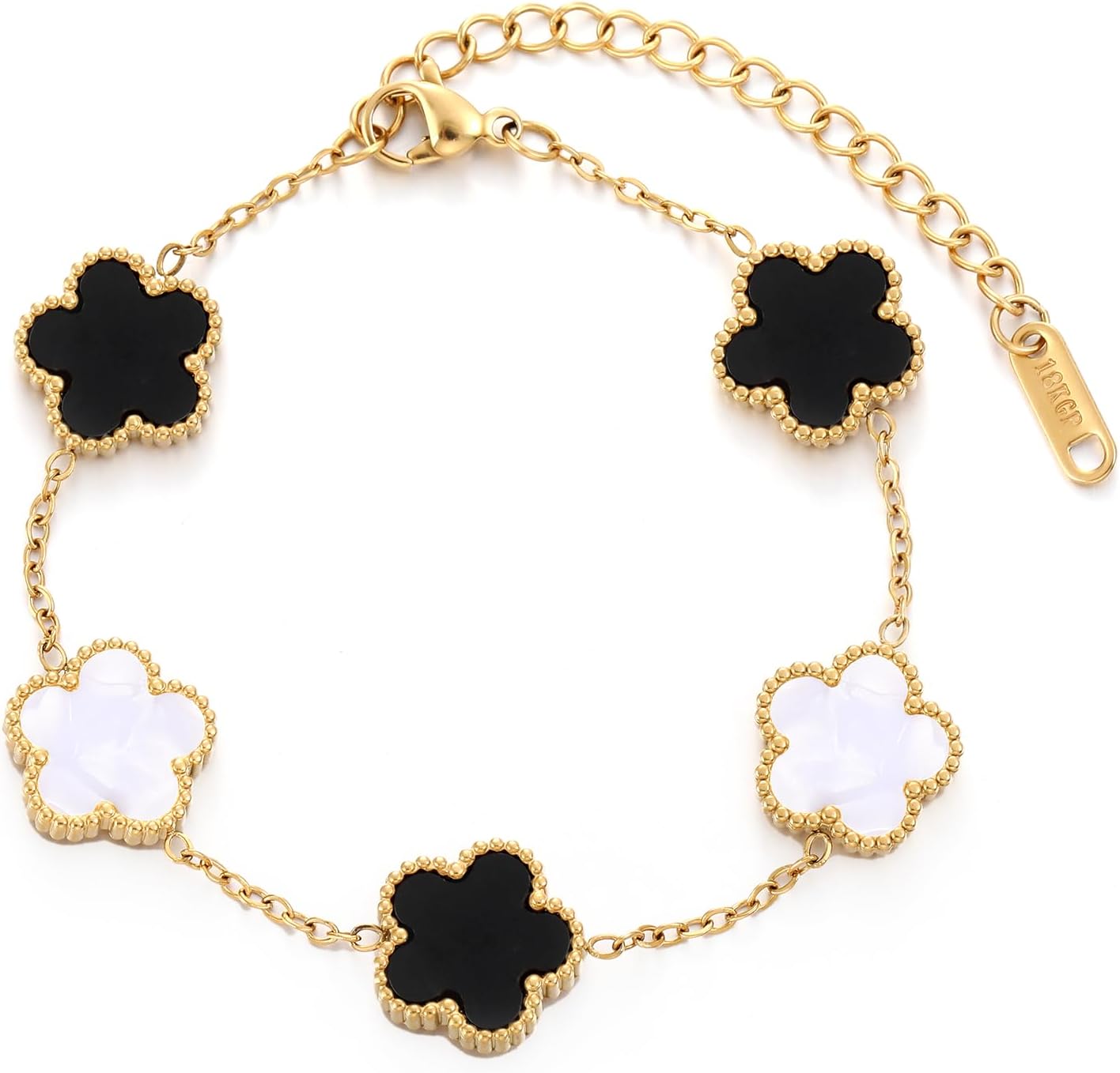 Manufacturer TICVSS Four Leaf Clover Bracelet for Women 18K Gold Plated Stainless Steel Lucky 4 Leaf Gold Link Bracelet Jewelry Gift for Women bracelets
