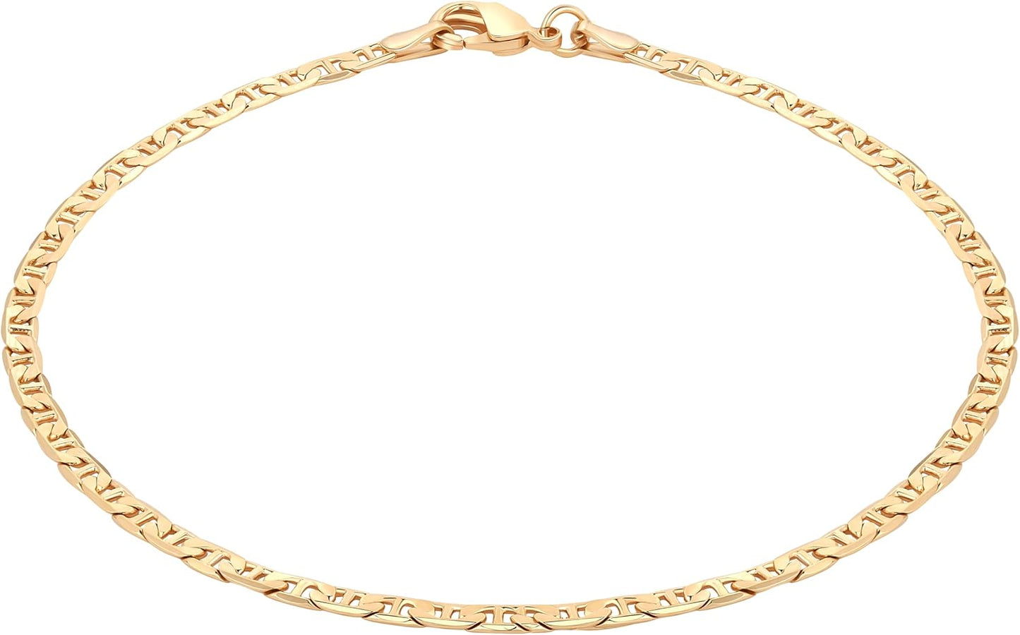 Manufacturer Barzel 18K Gold Plated Flat Marina Link Anklet for Women - Made In Brazil bracelets