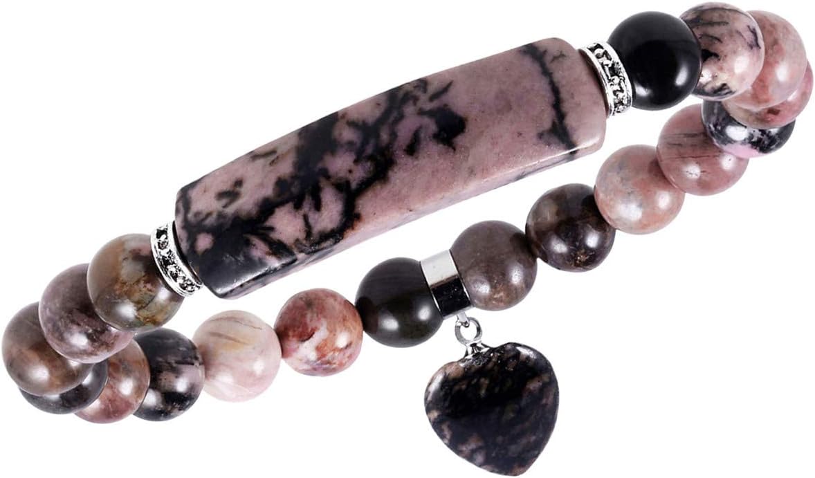 Manufacturer TUMBEELLUWA Healing Stone Bracelet 8mm Beads Chakra Crystal Energy Heart Charm Bracelet Handmade Jewelry for Women bracelets