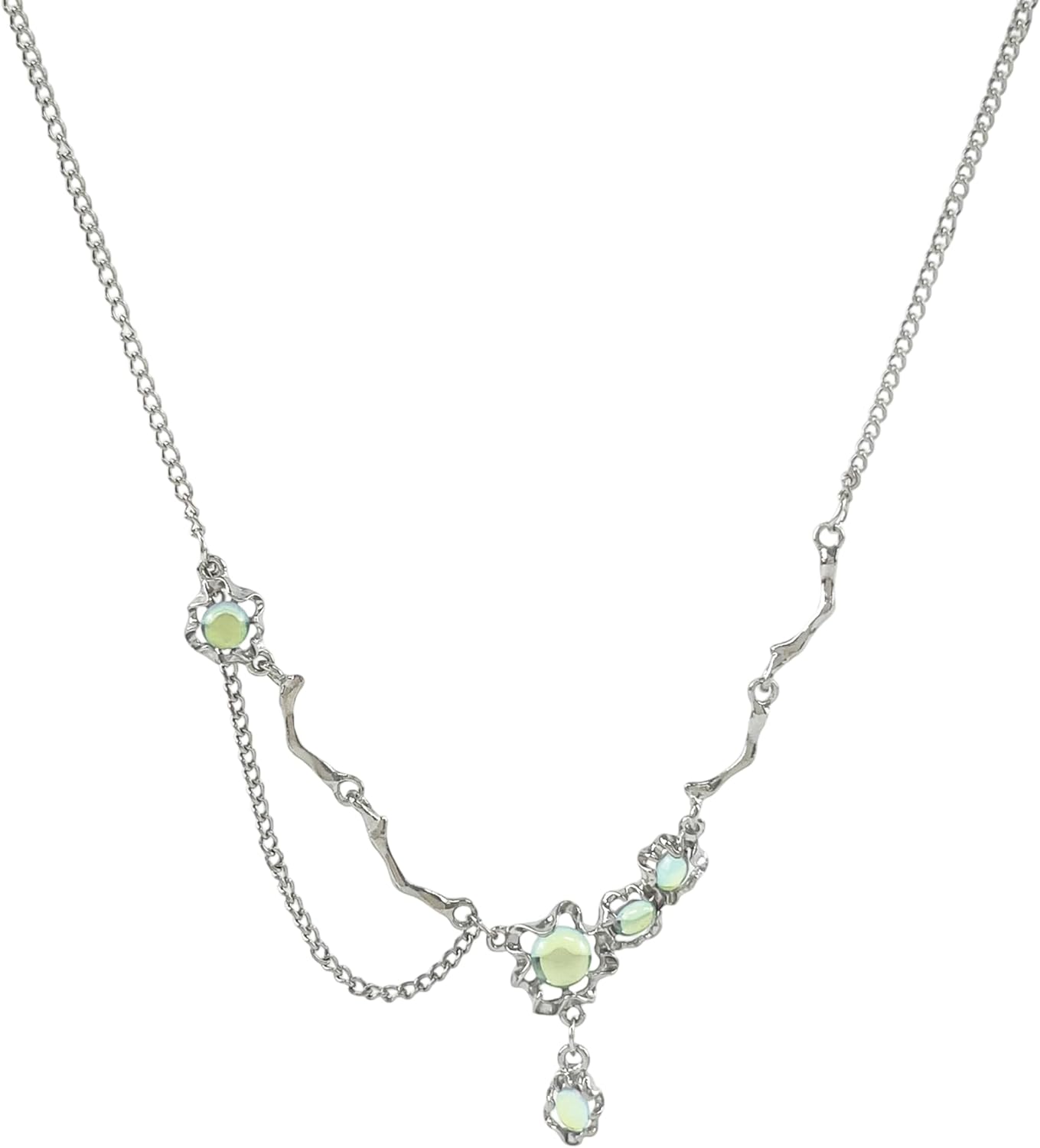 Manufacturer Y2k Irregular Necklace Star Pendant Moonlight Stone Fashion Collar Chain Design Spicy Silver Jewelry for Women Necklace