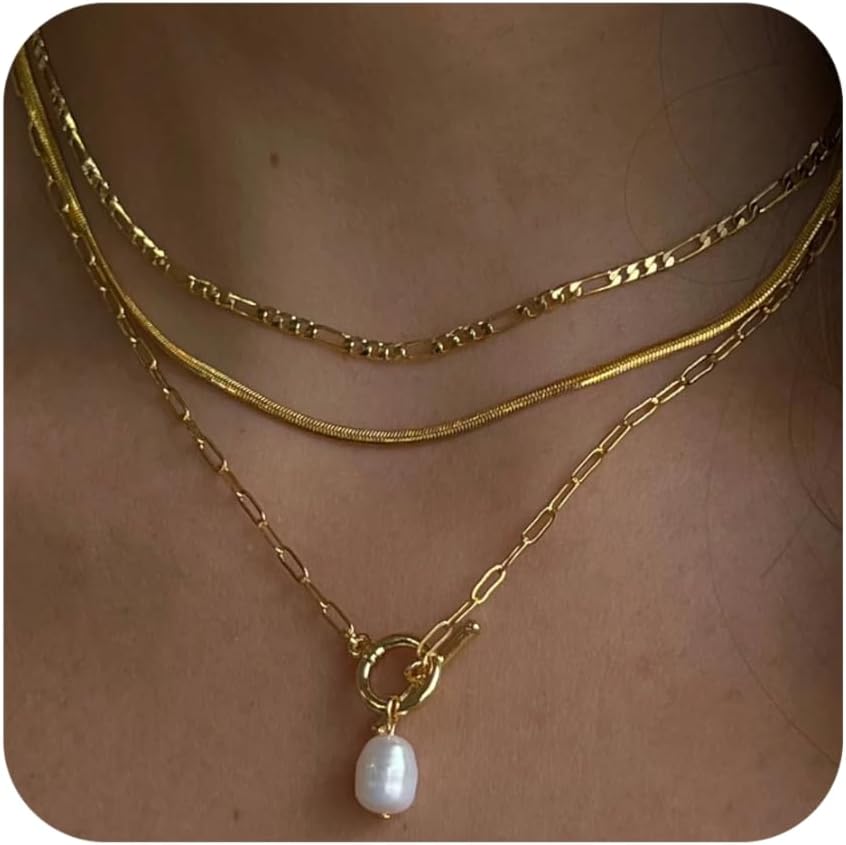 Manufacturer Gold/Silver Layered Necklaces for Women,Dainty 14k Gold Plated Stackable Choker Necklaces for Women,Trendy Layering Coin Chain Pendant Jewelry Set Gifts necklace