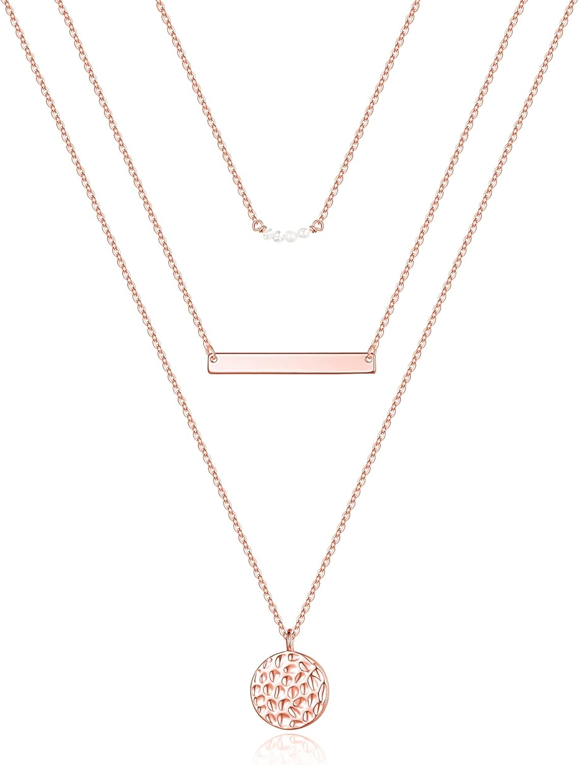 Manufacturer Turandoss Dainty Layered Choker Necklace, Handmade 14K Gold Plated Y Pendant Necklace Multilayer Bar Disc Necklace Adjustable Layering Choker Necklaces for Women necklace