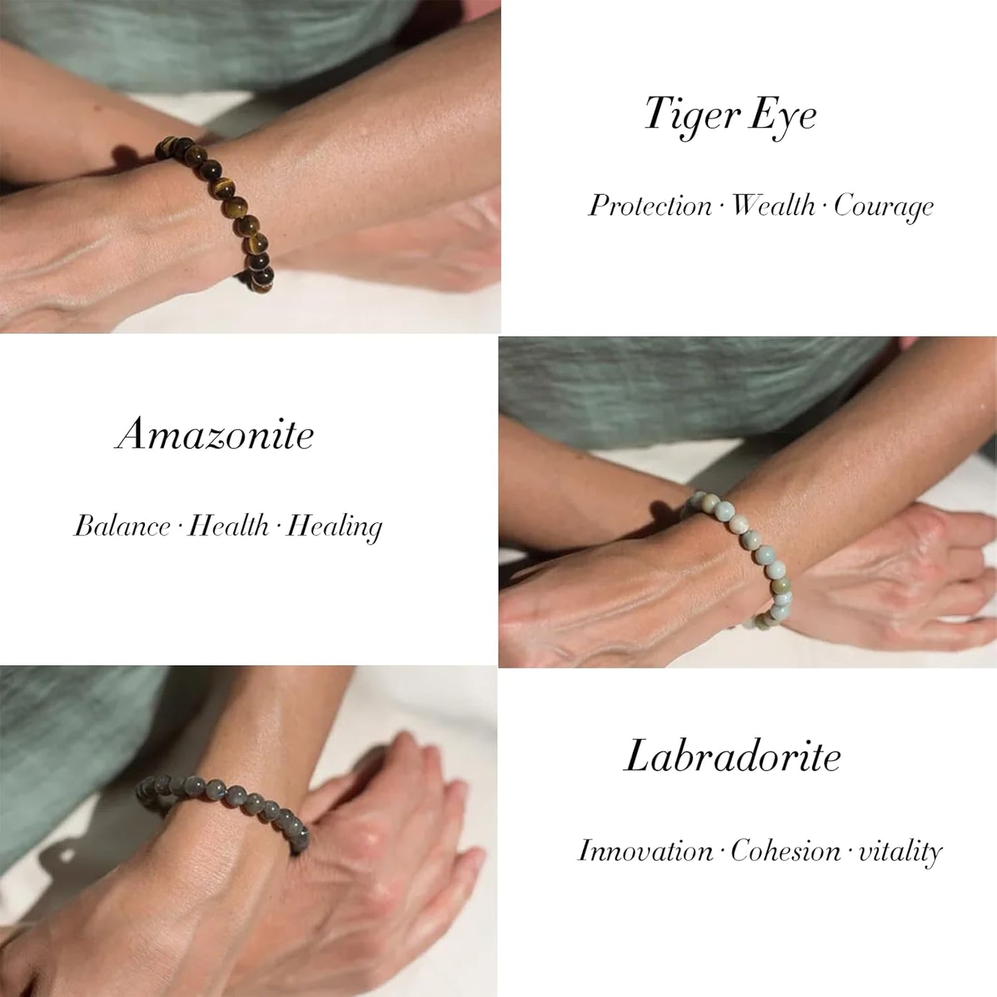 Manufacturer 16PCS Natural Crystal Bracelets for Women Men - 8mm Semi-Precious Gemstone Beaded Bracelets, Round Gemstones Stretch Bracelet, Yoga Bracelets Jewelry Gifts bracelets