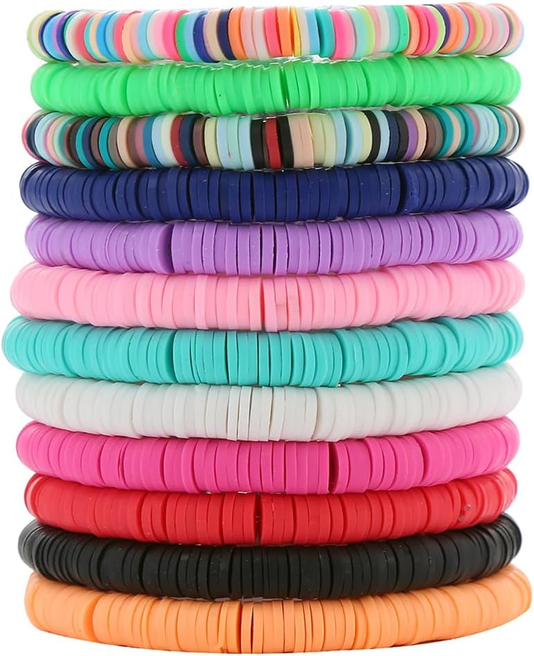 Manufacturer 12pcs Friendship Bracelets Beaded Bracelets Heishi Bracelet Cute Bracelets Stack Vinyl Clay Disc Bead Surfer Stretch Summer Beach Bracelets For Women Preppy Bracelets bracelets
