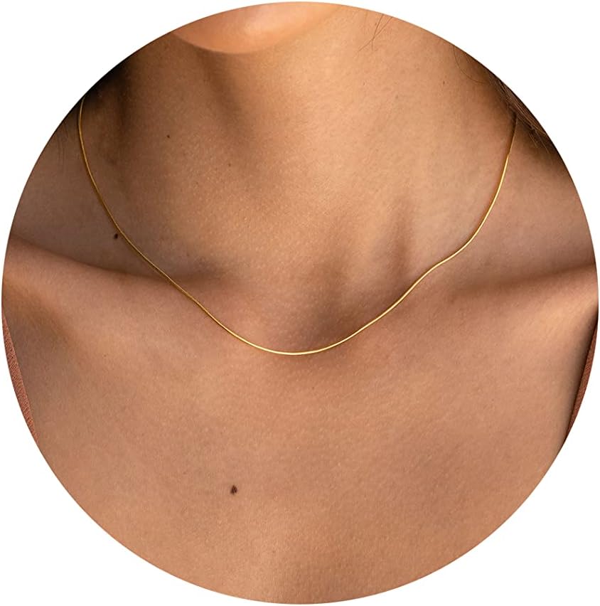 Manufacturer DEARMAY 14K Gold Necklaces for Women, Dainty Gold Herringbone Choker Necklace for Women Thin Layered Chunky Snake Chain Necklaces Jewelry for Teen Gifts Necklace