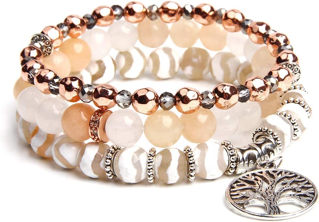 Manufacturer Jardme Healing Crystal Bracelets for Women, 8mm Beaded Natural Stone Stretch Chakra Bracelets Tree of Life Bracelet Jewelry Gifts for Women bracelets