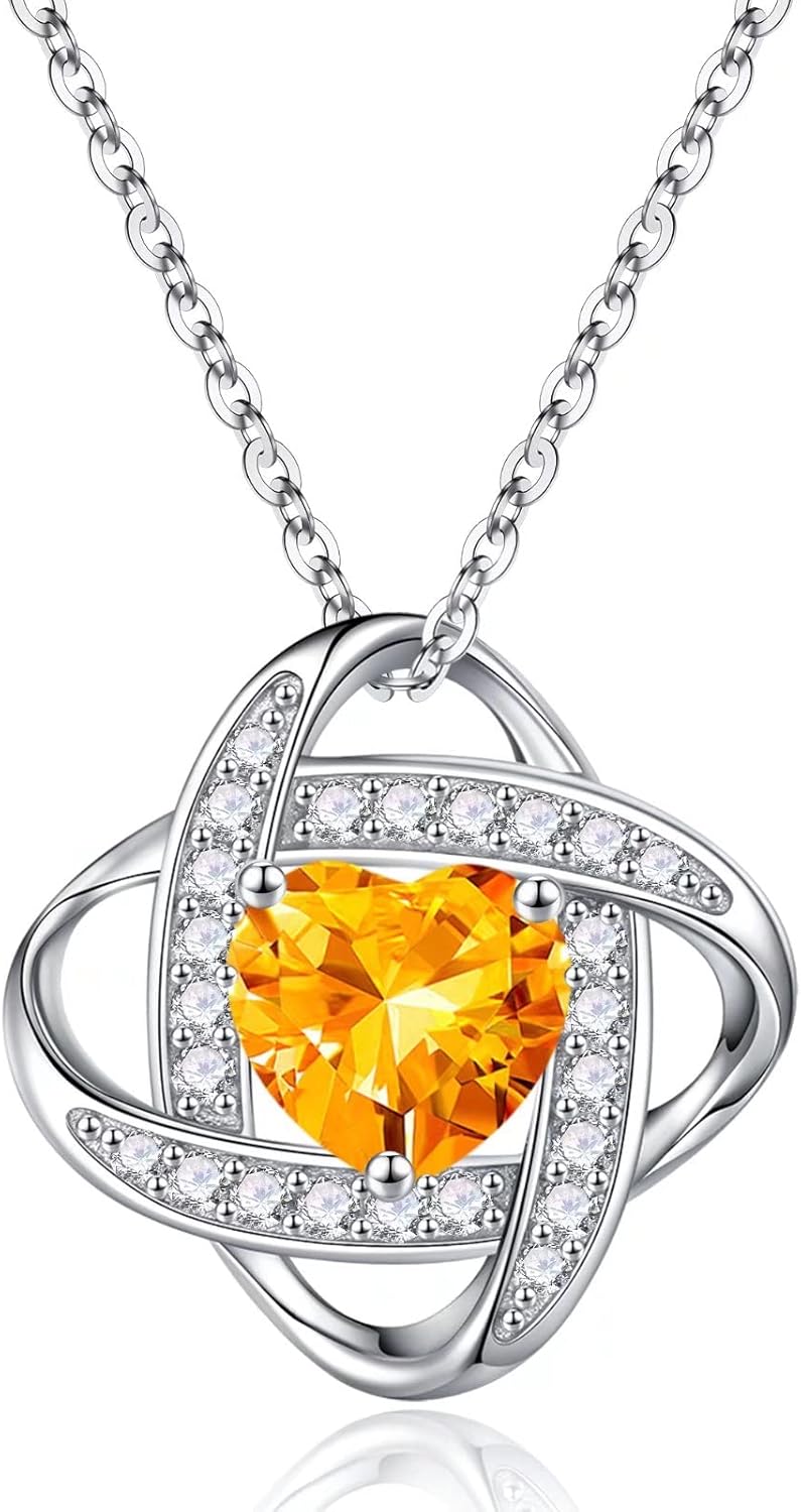 Manufacturer Iefil 925 Sterling Silver Love Knot Birthstone Necklace, Natural or Created Gemstone, Anniversary Birthday Gifts for Women, Jewelry Gifts for Wife Mom Girlfriend Necklace