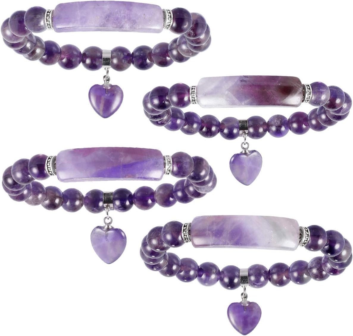 Manufacturer TUMBEELLUWA Healing Stone Bracelet 8mm Beads Chakra Crystal Energy Heart Charm Bracelet Handmade Jewelry for Women bracelets
