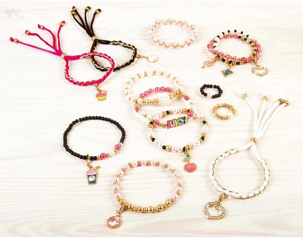 Manufacturer Make it Real - Juicy Couture Pink and Precious Bracelets - DIY Charm Bracelet Kit with Beads for Tween Jewelry Making - Jewelry Making Kit for Girls bracelets