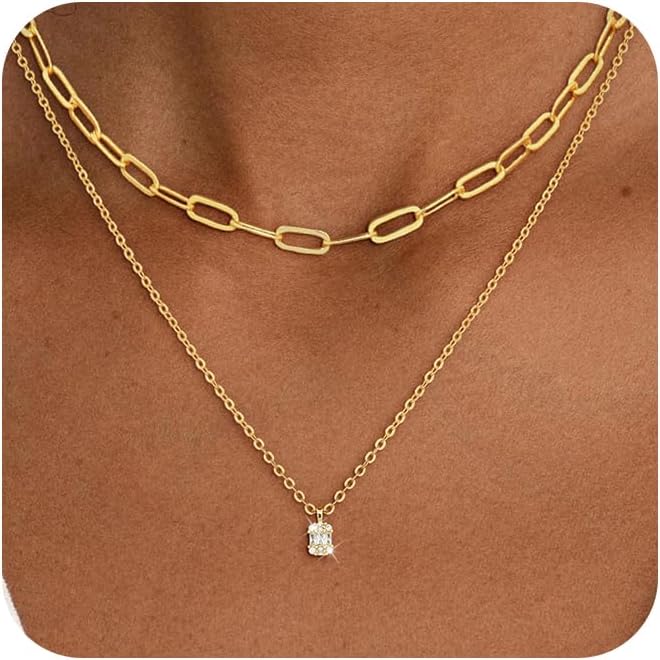 Manufacturer Gold/Sliver Layered Necklace for Women,Dainty 14K Gold/Sliver Plated CZ Pendant Necklace Trendy Choker Necklace Jewelry Gift for Women Necklace