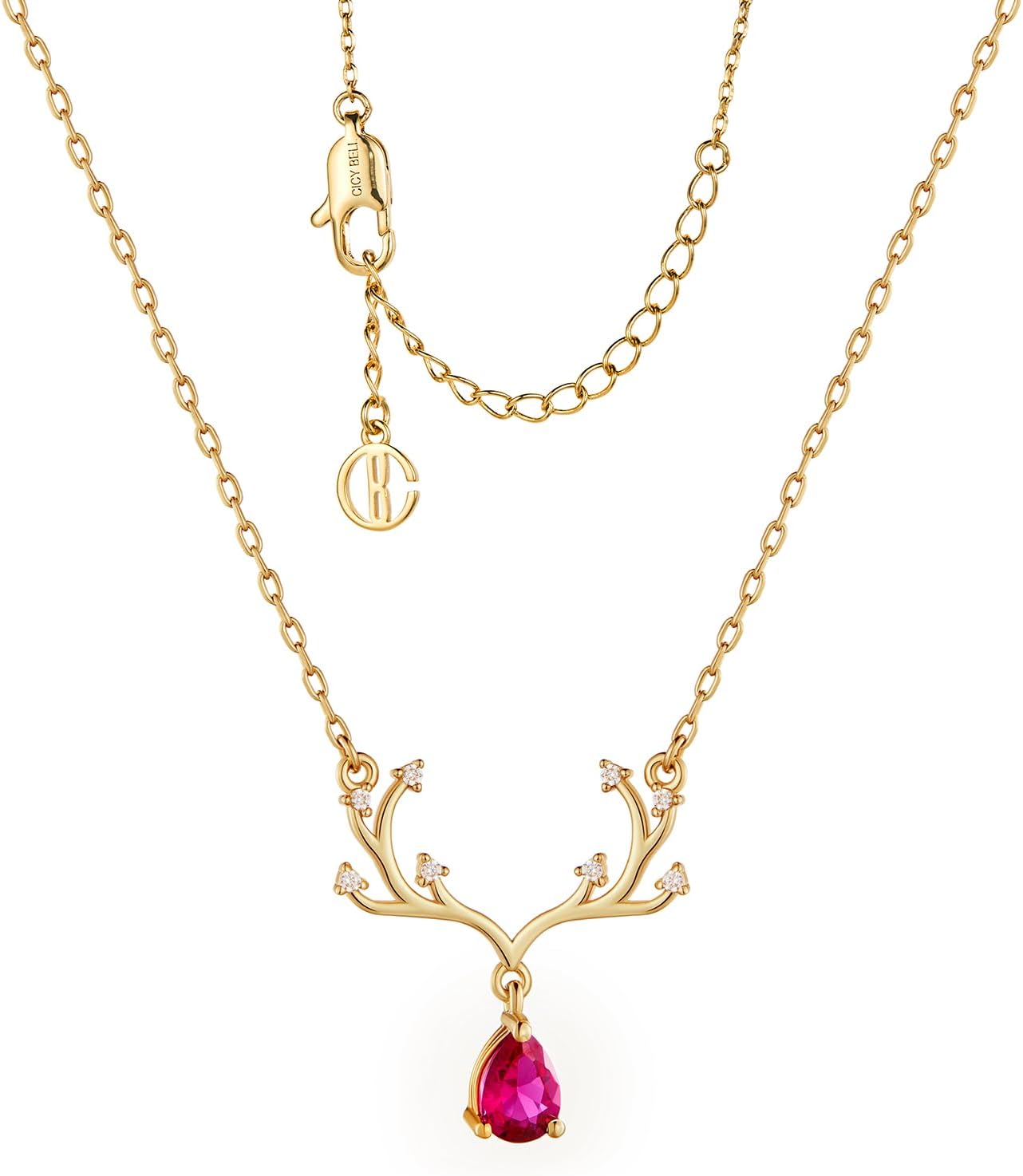 Manufacturer Cicy Bell Womens Pendant Necklace 18k Gold Plated Lucky Dainty Necklace Gifts Fashion Jewelry 17.7'' with 2'' Extender Necklace