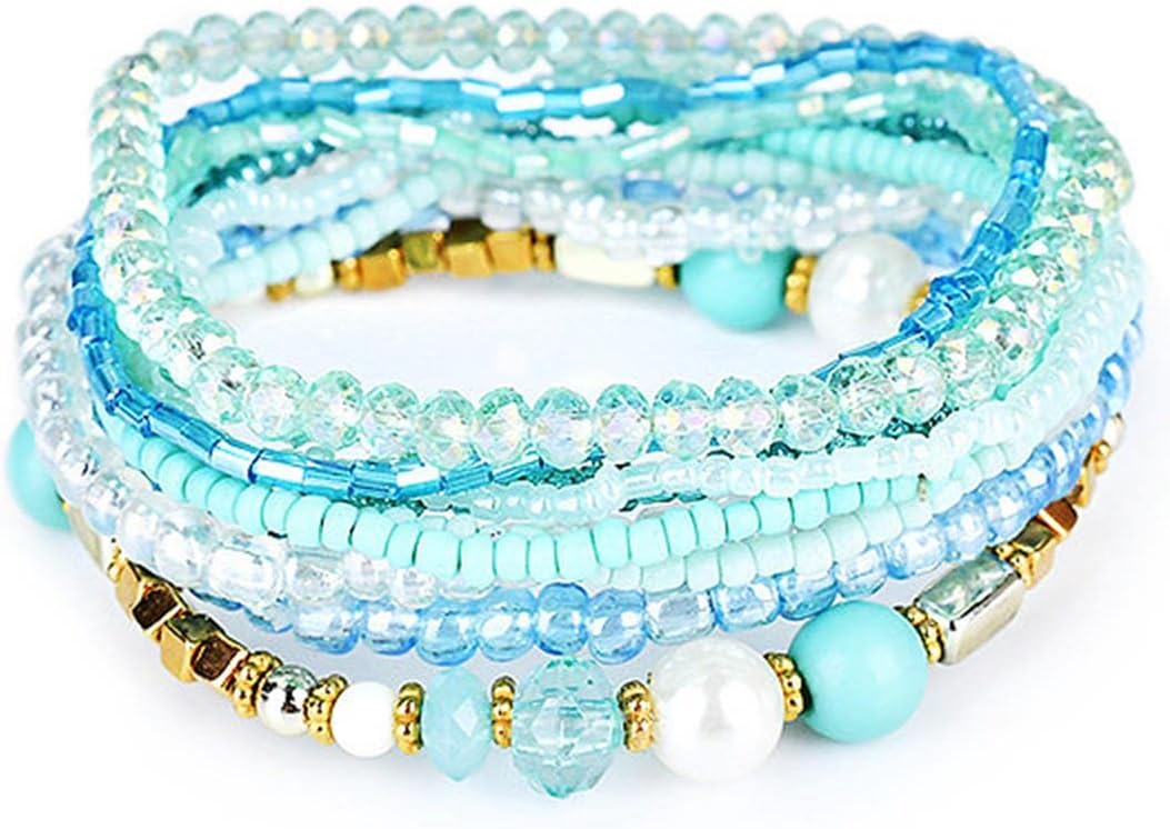 Manufacturer Fuqimanman2020 Bohemian Crystal Beaded Stackable Bracelets Handmade Colorful Crystal Pearl Seed Beads Bracelets for Women Jewelry bracelets