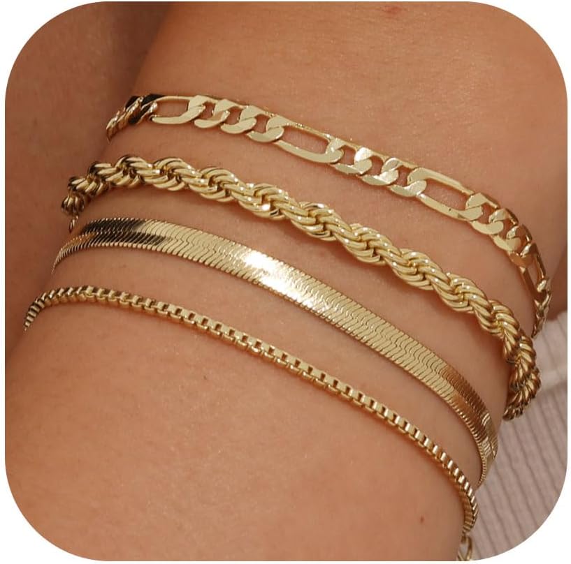 Manufacturer TEN MIRO 16k Chunky Gold Bracelets for Women Non Tarnish,Womens Gold Bracelet Stack Layered Chunky Chain Bracelets Waterproof Link Bracelets Rope Tennis Satellite Bead Ball Bracelet Jewelry Gifts for Womens bracelets