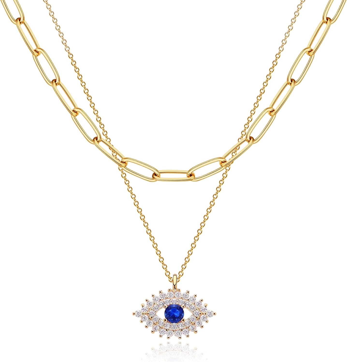 Manufacturer MEVECCO Layered Heart Necklace Pendant Handmade 18k Gold Plated Dainty Gold Choker Arrow Bar Layering Long Necklace for Women necklace
