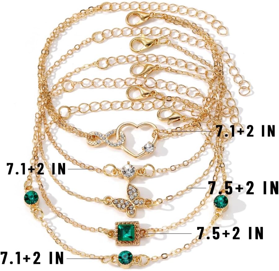 Manufacturer IFKM Gold Bracelets for Women, 14K Gold Plated Dainty Layered Chain Bracelets Adjustable Cute Bangle Link Bracelet Set bracelets