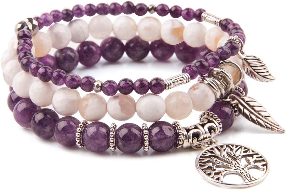 Manufacturer Jardme Healing Crystal Bracelets for Women, 8mm Beaded Natural Stone Stretch Chakra Bracelets Tree of Life Bracelet Jewelry Gifts for Women bracelets