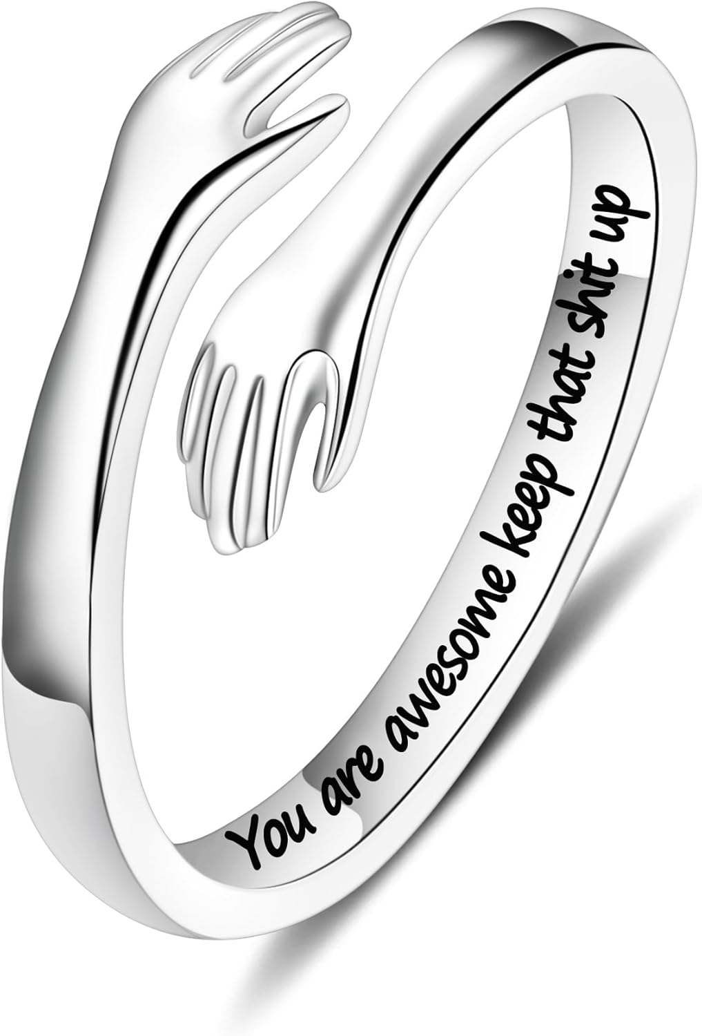Manufacturer Yesteel S925 Sterling Silver Hug Ring for Women Teen Girls, Adjustable Ring Jewelry Mothers Day Birthday Gifts for Daughters Mom Sister Wife Friends Grandma rings