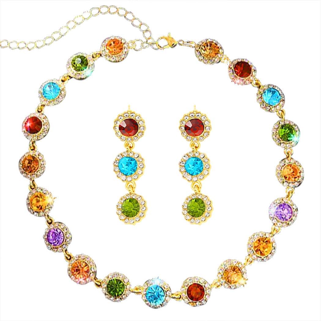 Manufacturer ACEDRE Colorful Crystal Choker Necklace Sparkly Rhinestone Chokers Necklaces Gold Chain Party Prom Neck Jewelry for Women necklace