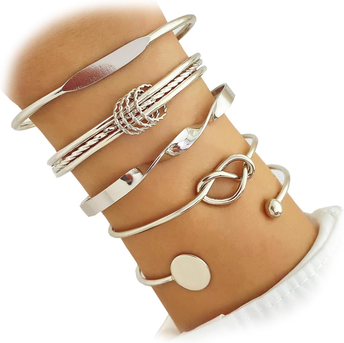 Manufacturer IFKM Gold Bangle Bracelets For Women, 14k Gold Plated Multi Layer Stackable Cuff Bracelet Set, Trendy Elegance Charms Non Tarnish Minimalist Textured Boho Jewelry Gift for Women bracelets