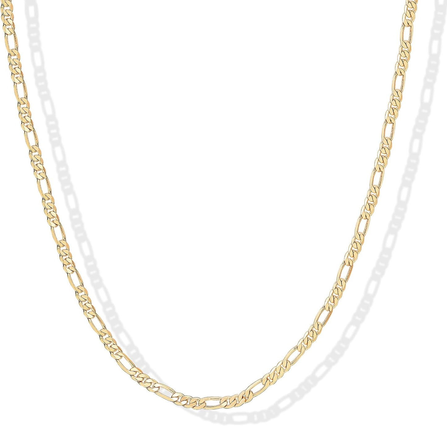 Manufacturer PAVOI 14K Gold Plated Curb Paperclip Box Sphere Bead Snake Herringbone and Figaro Chain Adjustable Necklace Necklace