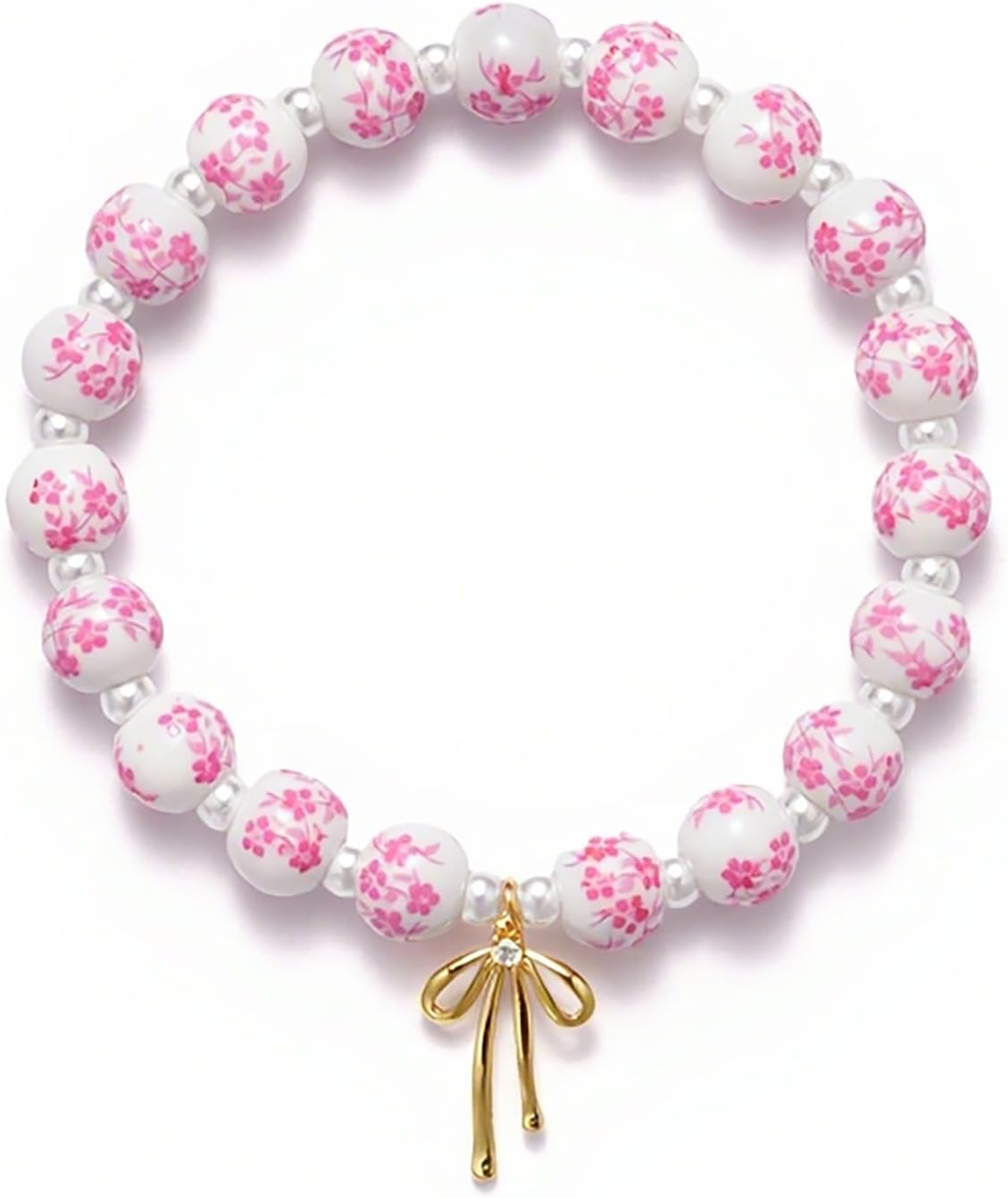 Manufacturer Beads Bow Charm Bracelet for Women Flower Vintage Bracelet Handmade Stretch Gold Beaded Dainty Romantic Jewelry Gift bracelets