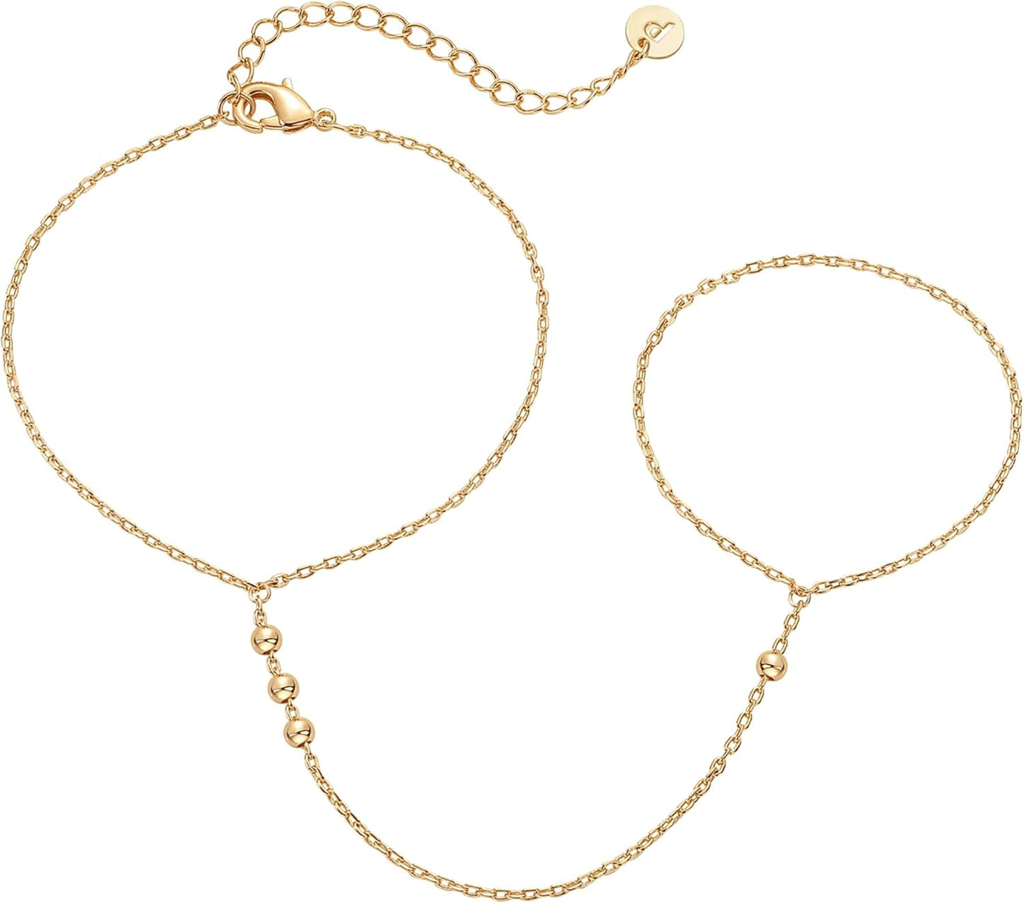Manufacturer PAVOI 14K Gold Plated Freshwater Pearl Gold Hand Chain Bracelet for Women - Trendy Ring Bracelet Hand Chain Body Jewelry bracelets