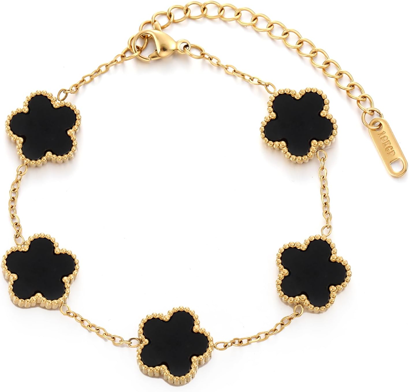 Manufacturer TICVSS Four Leaf Clover Bracelet for Women 18K Gold Plated Stainless Steel Lucky 4 Leaf Gold Link Bracelet Jewelry Gift for Women bracelets