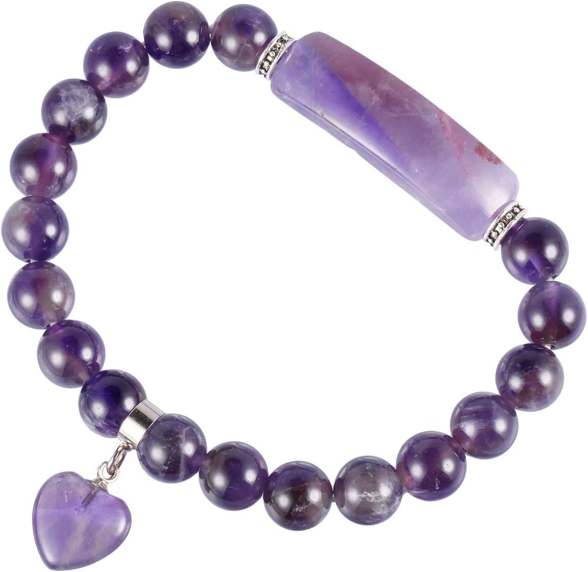 Manufacturer TUMBEELLUWA Healing Stone Bracelet 8mm Beads Chakra Crystal Energy Heart Charm Bracelet Handmade Jewelry for Women bracelets
